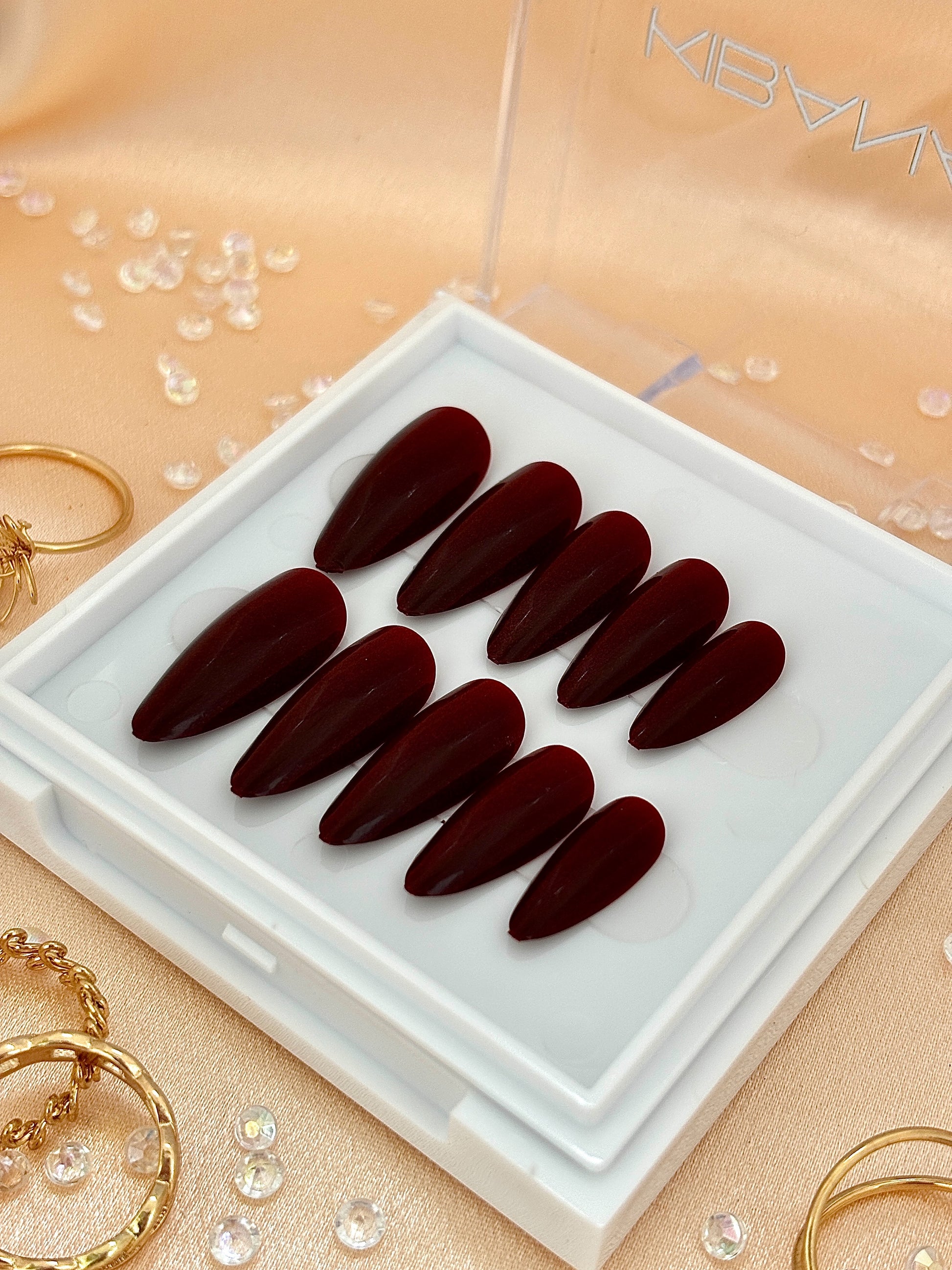Press-On Nails Stiletto Blood Red